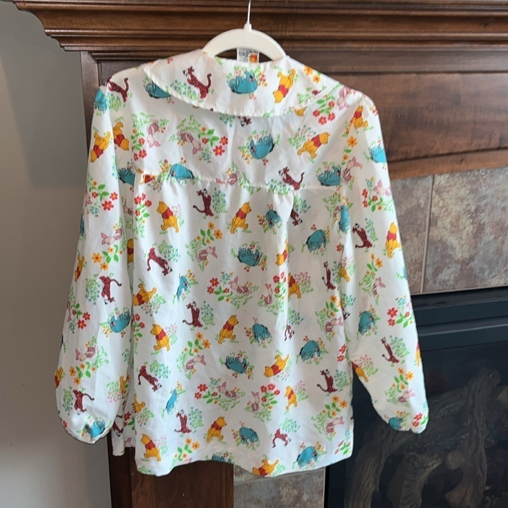 Adorable vintage Winnie the Pooh Piglet Eyore button down sleep top blouse m - Picture 12 of 14